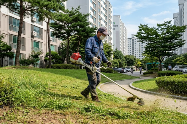 단지 내 제초 작업 현장